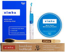 Zimba All-in-One Teeth Whitening Kit - 14 Delicious Mint Treatments (28 Strips), 1 Minty Teeth Whitening Powder, 1 Cool Blue Desensitizing Pen & 1 Bamboo Toothbrush | Non-GMO, Gluten-Free, Soy-Free Zimba