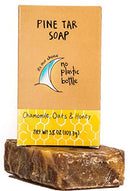 Handmade Pine Tar Soap Bar with Coconut, Oat, Honey & Chamomile – Biodegradable Sustainable & All Natural Body Wash Exfoliating Scrub for Men & Women- Helps Relieve Symptoms of Eczema, Psoriasis, Itch, Pregnancy Rash it's our choice no plastic bottle