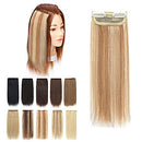 Invisible Clip in Mini Hair Extensions Human Hair Seamless Hairpin Hair Pad Short Straight Hairpieces One Piece Wiglet Hair Filler for Adding Hair Volume 6 Inch Golden Brown mix Bleach Blonde MY-LADY