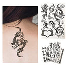 Temporary Tattoos for Adult Women - 3 Sheets - Black Big Koi Fish Kanji Love Skeleton Heart Hand Skull Lotus Sleeve Adults Tattoo d'IRIS studio