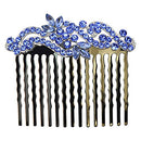 Faship Sapphire Color Blue Crystal Floral Hair Comb Faship