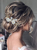 Yean Bride Flower Wedding Hair Pins Gold Pearls Bridal Hair Piece Crystals Hair Accessories for Women and Girls Pack of 2 Yean