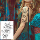 6 Sheets FANRUI Sexy Large Geometric Flowers Temporary Tattoos For Women Girls Triangle Rose Painting Big Peony Tatoos Paper Waterproof Arm Back Legs Camellia Floral Fake Tattoo Sticker Realistic FANRUI