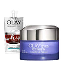 Olay Regenerist Retinol Eye Cream, Retinol 24 Night Eye Cream, 0.5oz + Whip Face Moisturizer Travel/Trial Size Gift Set Olay