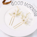 Yean Bride Flower Wedding Hair Pins Gold Pearls Bridal Hair Piece Crystals Hair Accessories for Women and Girls Pack of 2 Yean