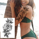 6 Sheets FANRUI Sexy Large Geometric Flowers Temporary Tattoos For Women Girls Triangle Rose Painting Big Peony Tatoos Paper Waterproof Arm Back Legs Camellia Floral Fake Tattoo Sticker Realistic FANRUI