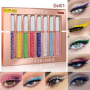 8 Pcs Colored Liquid Eyeliner Colorful Set Delineadores De Colores Para Ojos Delineador White Blue Purple Eyeliner Liquid For Party Festival Waterproof Long Lasting Quick Dry Eyes Makeup Kit BINGBRUSH