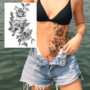 6 Sheets FANRUI Sexy Large Geometric Flowers Temporary Tattoos For Women Girls Triangle Rose Painting Big Peony Tatoos Paper Waterproof Arm Back Legs Camellia Floral Fake Tattoo Sticker Realistic FANRUI