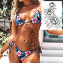6 Sheets FANRUI Sexy Large Geometric Flowers Temporary Tattoos For Women Girls Triangle Rose Painting Big Peony Tatoos Paper Waterproof Arm Back Legs Camellia Floral Fake Tattoo Sticker Realistic FANRUI