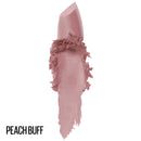 Maybelline Color Sensational Lipstick, Lip Makeup, Matte Finish, Hydrating Lipstick, Nude, Pink, Red, Plum Lip Color, Peach Buff, 0.15 oz; (Packaging May Vary) Maybelline New York