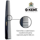 Kent SPC81 Salon-Style Dressing Cutting Comb with Wide and Fine Teeth - Professional Barber Haircut Comb for Styling and Teasing for All Hair Types - Kent Quality Barber Supplies KENT