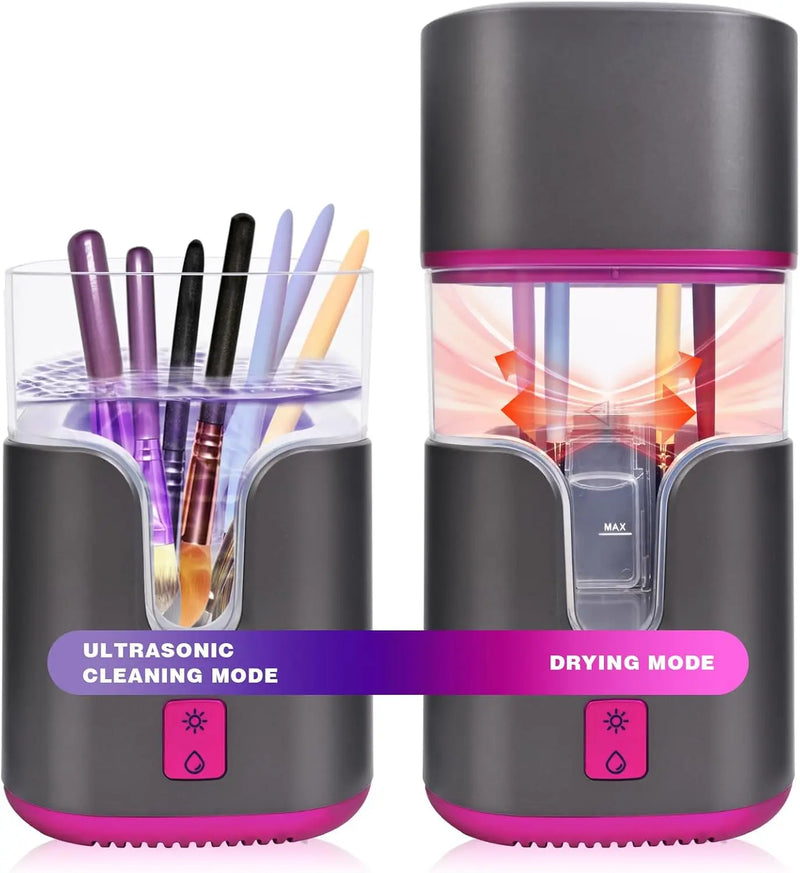2 In 1 Electric Makeup Brush Cleaner Ultrasonic Cleaner Machine With 95℉ Hot Air Cycle Dryer - Ultra Fast Effective Make Up Brush Washer (Black) Infinity Warehouse