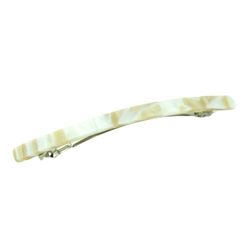 French Amie Long and Thin Large 4" Handmade Celluloid Hair Barrette Clip for Girls Automatic Strong Hold Hair Clips for Women No Slip Durable Paris Hair Accessories, Made in France (Cream Nougat) French Amie