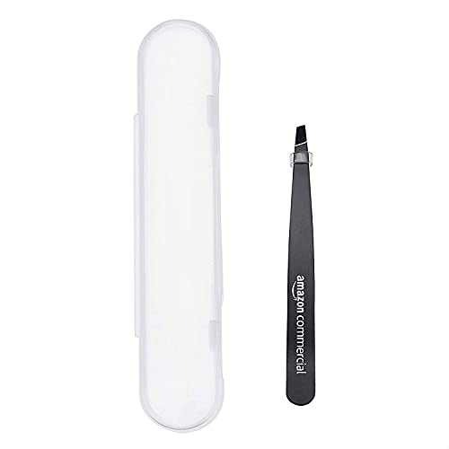 AmazonCommercial Professional Stainless Steel Slant Tip Tweezer, Eyebrow Tweezers for Your Daily Beauty Routine AmazonCommercial