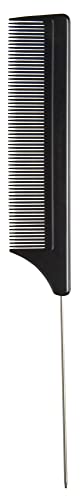 Diane Pin Tail Combs – Set of 12 – Fine Tooth Comb and Hair-Cutting, Styling Tool for Women, Men, Hair Stylists, Barbers with Long Thin Metal Handle, Black, 8.25 Inches, D4101 Diane