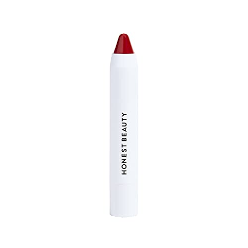 Honest Beauty Lip Crayon-Demi-Matte, Strawberry with Jojoba Oil & Shea Butter | Lightweight, High-Impact Color | EWG Certified + Dermatologist tested + Hypoallergenic & Cruelty free | 0.105 oz. Honest Beauty