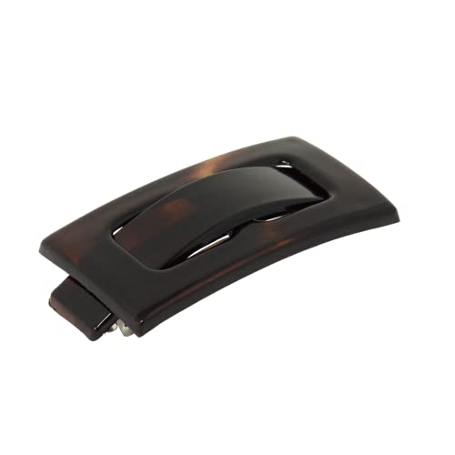Parcelona French Buckle Rectangular Tortoise Shell Brown Celluloid Acetate Durable Fashion Styling No Slip Grip Hair Clip, Women Hair Accessories Hair Clip Barrette, Made in France Parcelona