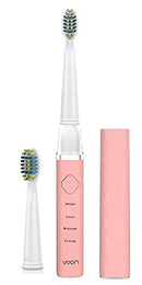Voom Sonic Pro 3 Rechargeable Electric Toothbrush With Soft Dupont Nylon Bristles Dentist Recommended Portable Oral Care 2-Minute Timer 3 Adjustable Speeds Light Weight Design - Pink Voom Sonic
