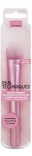 Real Techniques Light Layer Highlighter Makeup Brush for Cream + Powder Hightlighter Real Techniques