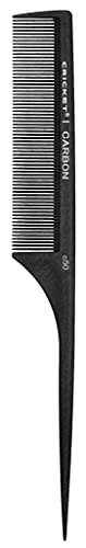Cricket C50 Professional Hair Stylist Carbon Fine Tooth Rattail Comb Anti-Static Heat Resistant Style Combs for Styling Teasing Parting Sectioning Hair Coloring Lifting Cricket