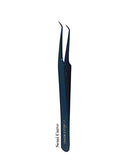Alluring TITANIUM BLUE Tweezers for Eyelash Extension for Volume Lashes 3D, 5D & 6D lashes Semi Curved Alluring