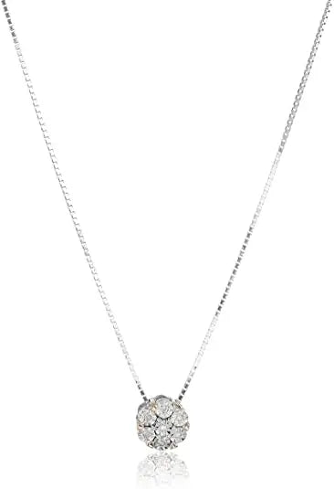 Silver 1/10 Cttw Diamond Miracle-Plate 18" Pendant Necklace and Stud Earrings Jewelry Set - Choice of Metal Colors Martin and Mark Gift Store