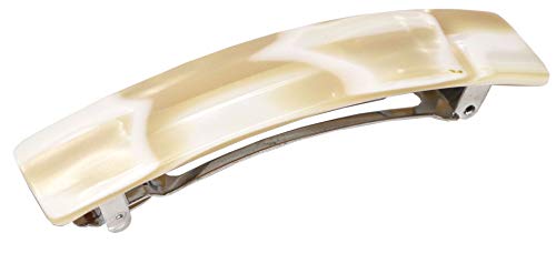 French Amie Oblong Handmade 3.5" Celluloid Automatic Hair Clip Barrette French Hair Clip for Girls Strong Hold Hair Clips for Women No Slip Durable Paris Hair Accessories, Made in France (Cream Nouget) French Amie