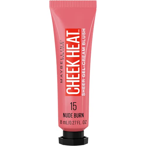 Maybelline Cheek Heat Gel-Cream Blush Makeup, Lightweight, Breathable Feel, Sheer Flush Of Color, Natural-Looking, Dewy Finish, Oil-Free, Nude Burn, 1 Count Maybelline New York
