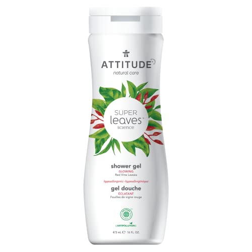 ATTITUDE Glowing Body Wash For Oily Normal Dry Skin EWG Safe Hypoallergenic Vegan CrueltyFree Body Wash 16 Fluid Ounce, Red Vine Leaves, 11294 ATTITUDE