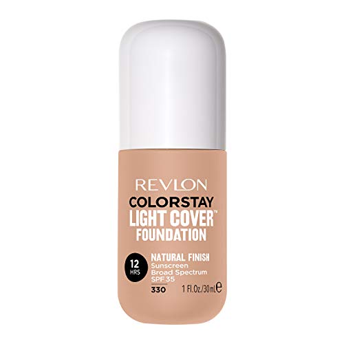 Revlon ColorStay Light Cover Liquid Foundation, Hydrating Longwear Weightless Makeup with SPF 35, Light-Medium Coverage for Blemish, Dark Spots & Uneven Skin Texture, 330 Natural Tan, 1 fl. oz. REVLON