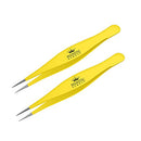 Surgical Tweezers for Ingrown Hair - Precision Sharp Needle Nose Pointed Tweezers for Splinters, Ticks & Glass Removal - Best for Eyebrow Hair, Facial Hair Removal (Yellow) Majestic Bombay