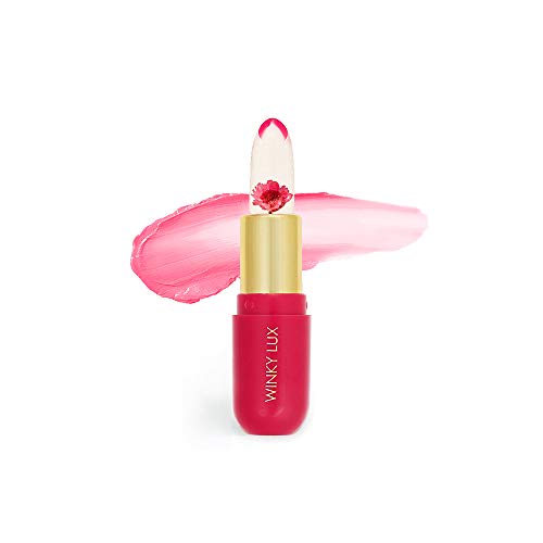 Winky Lux Flower Balm, Vegan Lip Balm and Lip Stain, pH Color Changing Lipstick, Vanilla Scented Pink Lip Tint with Real Chrysanthemum, Natural Lip Balm (Pink Flower) Winky Lux