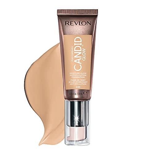 Revlon PhotoReady Candid Glow Moisture Glow Anti-Pollution Foundation with Vitamin E & Prickly Pear Oil, Anti-Blue Light Ingredients, without Parabens, Pthalates, & Fragrances, Natural Beige, 0.75 oz REVLON