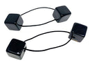 Parcelona French Twin Cube Black Celluloid Set of 2 Flexible Thin Elastic Hair Tie for Girls and Women Parcelona Store