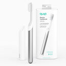 quip Adult Electric Toothbrush - Sonic Toothbrush with Travel Cover & Mirror Mount, Soft Bristles, Timer, and Metal Handle - Silver Quip