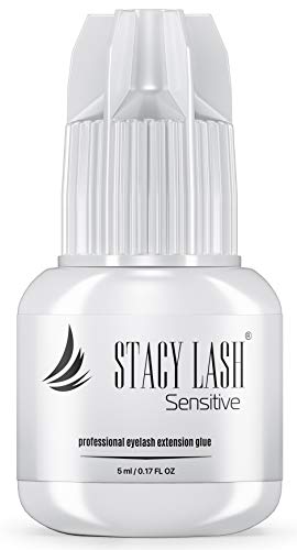 Sensitive Eyelash Extension Glue Stacy Lash 0.17fl.oz/5ml /Low Fume/ 5 Sec Drying time/Retention -5 Weeks/Professional Use Only Black Adhesive for Individual Semi-Permanent Eyelash Extensions STACY LASH