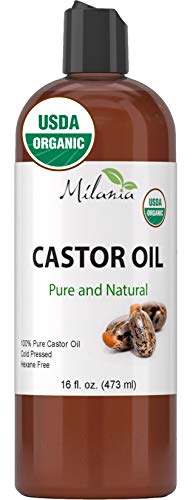 Premium Organic Castor Oil - 100% Pure and Hexane-Free Cold-Pressed Beauty & Skincare Serum - Eyelash & Eyebrow Hair Growth Enhancer - Natural Conditioner, Skin Moisturizer, Laxative for Men & Women MILANIA