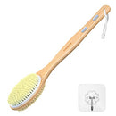 Metene Bamboo Body Brush with Stiff and Soft Natural Bristles, Back Scrubber for Shower with Long Handle, Dual-sided Brush Head for Wet or Dry Brushing, Exfoliating Skin and Clean the Body Easily Metene