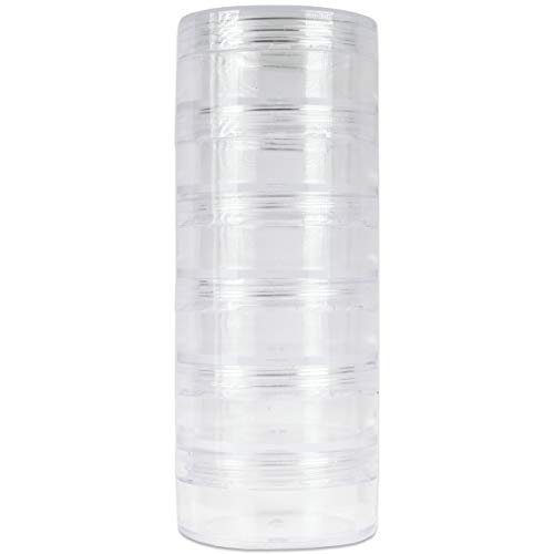 Beauticom 10G/10ML Round Stackable Transparent Plastic Makeup Lotion Cream Cosmetic Ointment Jars with Screw Cap Lid (1 Column (6 Pieces)) Beauticom
