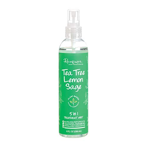 RENPURE Plant Based Beauty Sage 5 in 1 Leavein Treatment Mist, Lemon,Tea Tree, 8 Fl Oz RENPURE