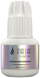 Crystal Clear Eyelash Extension Glue - Stacy Lash (0.17fl.oz / 5ml)/ 1 Sec Drying time/Retention – 8 Weeks/Transparent Extra Strong Evolution Adhesive - Maximum Bonding Power/Professional Use Only STACY LASH
