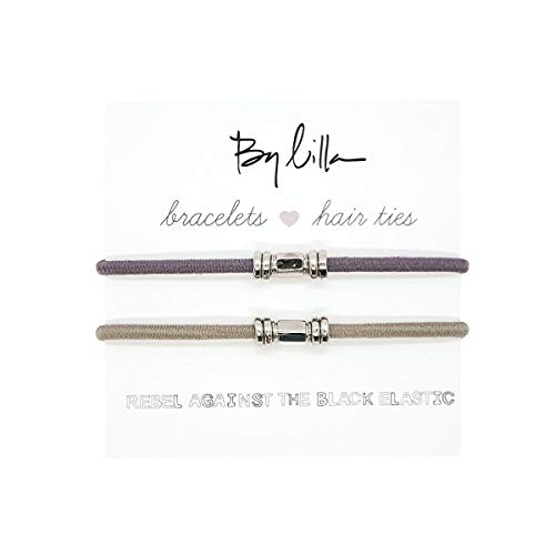 By Lilla Barre Elastic Hair Ties and Bracelets | Set of Two Hair Tie-Bracelets | Hair Accessories for Women | No Crease Hair Ties & Women’s Bracelets (Silver (Starfish/Bellflower)) By Lilla