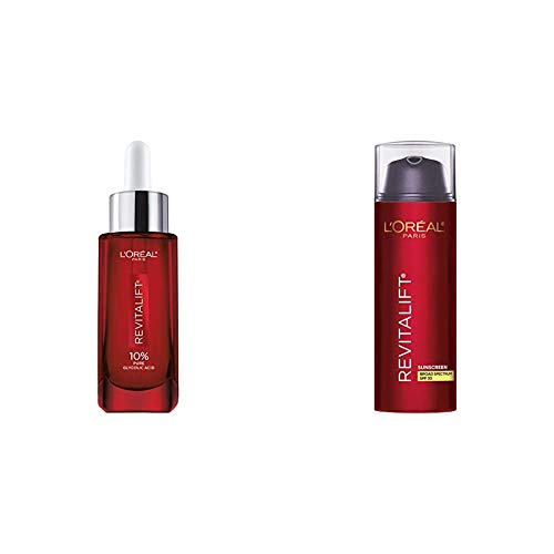 L'Oreal Paris Dark Spot Corrector & Moisturizer with SPF Kit, Revitalift Derm Intensives Pure Glycolic Acid Serum and Triple Power SPF 30 Sunscreen L'Oreal Paris