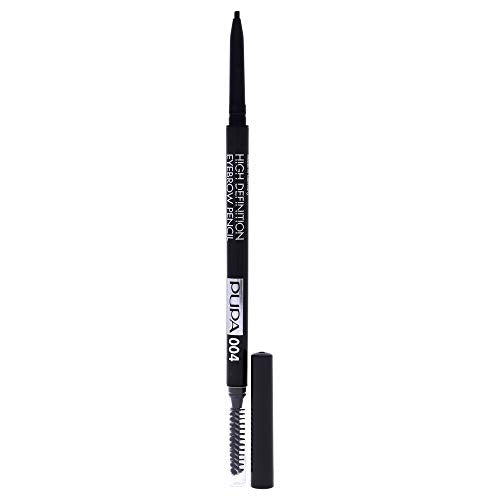 Pupa Milano High Definition Eyebrow Pencil - Waterproof Automatic Pencil With Mini Comb - Allows Super Defined Application for Sculpted Eyebrows, Precise and Intense Lines - 004 Extra Dark - 0.003 Oz PUPA Milano