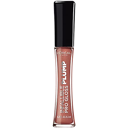 L'Oreal Paris Infallible Pro Gloss Plump Lip Gloss with Hyaluronic Acid, Long Lasting Plumping Shine, Lips Look Instantly Fuller and More Plump, Nude Twinkle, 0.21 fl. oz. L'Oreal Paris