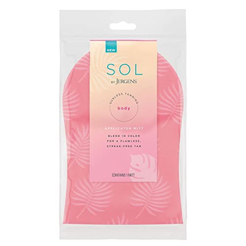 SOL by Jergens Self Tanner Applicator Mitt, Flawless, Streak-free Tanning Blender Glove, Sunless Tanning, Reusable Tanning Mitt Protects Hands Jergens