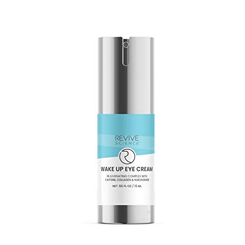 Revive Science Eye Cream - Under Eye Cream for Dark Circles and Puffiness with Collagen, Caffeine, Vitamin K, Niacinamide to Reduce Wrinkles, Fine Lines, Bags - Wake Up Anti Aging Eye Serum, 0.50 oz Revive Science