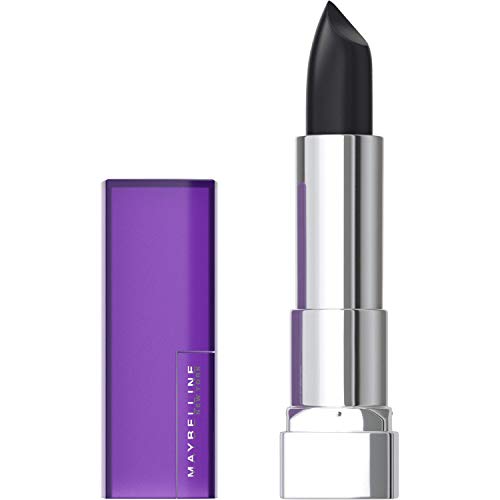 Maybelline Color Sensational Lipstick, Lip Makeup, Matte Finish, Hydrating Lipstick, Nude, Pink, Red, Plum Lip Color, Pitch Black, 0.15 oz; (Packaging May Vary) Maybelline New York