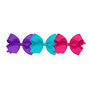 Wee Ones Girls' Medium Bow 3 Pack Set Solid Grosgrain Variety Pack on a WeeStay Clip - Delphinium, New Turquoise, and Shocking Pink Wee Ones