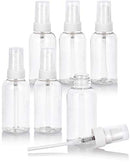 2 oz / 60 ml Clear Plastic PET Boston Round Bottle (BPA Free) with White Treatment Pump (6 pack) JUVITUS